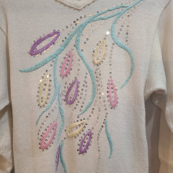 Jouret PARIS size 36 vintage embroidered sweater dress - Picture 2 of 5